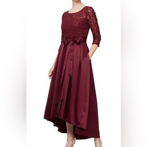 Alex Evenings Women's Satin Ballgown Dress with Pockets Size 4 Petite